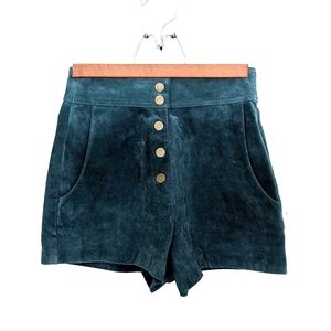 Zara Faux Suede Emerald High Rise Shorts Small